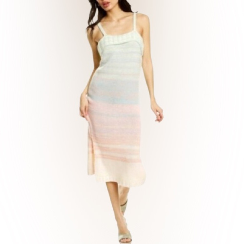 525 America Knit Sweater Dress Taffy Multi Striped Ombre Size M